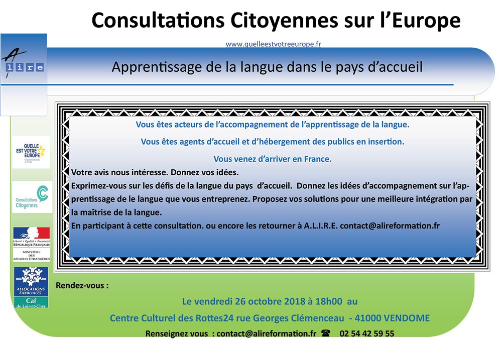 Consultations Citoyennes sur l’Europe - "Apprentissage de la langue dans le pays d’accueil"